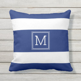 Enkel Monogram-Anpassningsbar för marin blå och vi Kudde