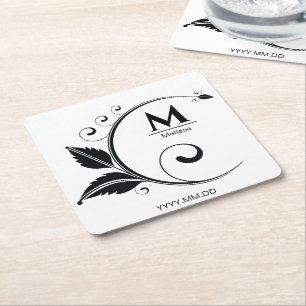 Enkel monogram blommig stilfull underlägg papper kvadrat