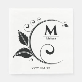 Enkel monogram blomstermönstrad stilfull pappersse pappersservett