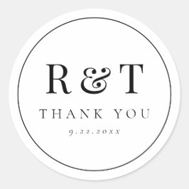 Enkel monogram bröllop tack runt klistermärke