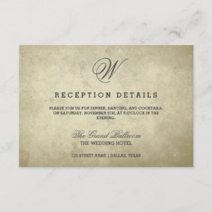 Enkel monogram Bröllopspapper reception detaljer Tilläggskort