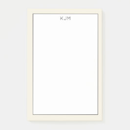 Enkel monogram Cream och Svart Post-it Block