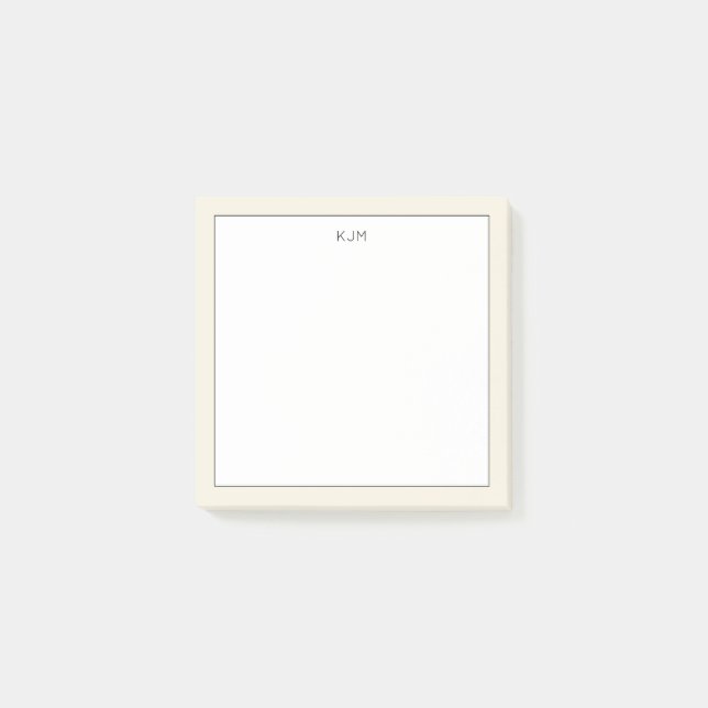 Enkel monogram Cream och Svart Post-it Block (Framsida)