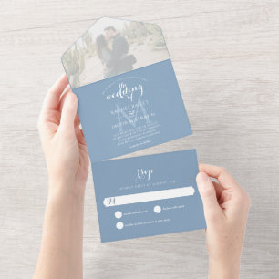 Enkel Monogram Dusty Blue Photo Bröllop