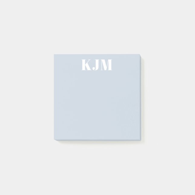 Enkel monogram Dusty Blue Postit Post-it Block (Framsida)