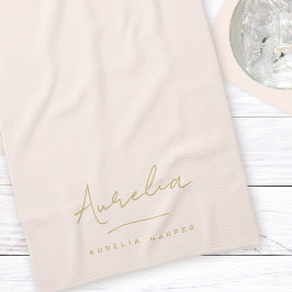 Enkel monogram-Elegant Namnteckning minimal  Kökshandduk