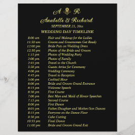 Enkel monogram elegant tidslinje för bröllop reklamblad