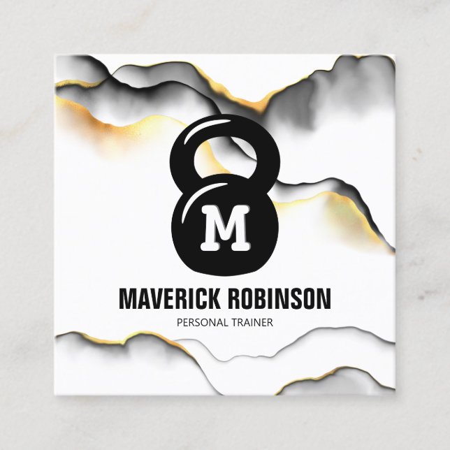 Enkel Monogram Fitness Coach Fyrkantigt Visitkort (Framsida)