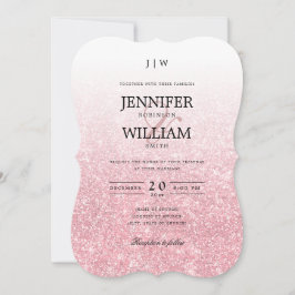 Enkel Monogram för Elegant bröllop Ro Guld Glitter Inbjudningar