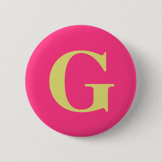 Enkel Monogram Fuchsia- och Straw-Gult Knapp