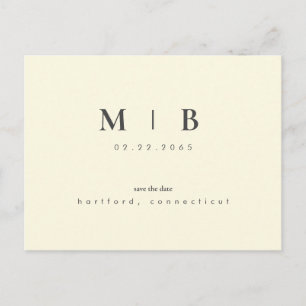 Enkel monogram gul Spara datum bröllop Vykort
