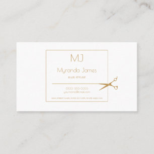 Enkel monogram Hair Stylist Modern Guld-sax Visitkort