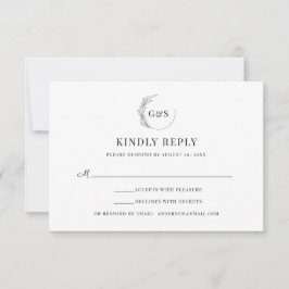 Enkel monogram halvvreath Minimal bröllops-RSVP OSA Kort