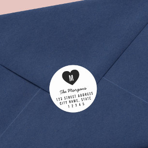 Enkel Monogram Heart-familj Home Adress Runt Klistermärke
