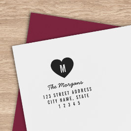 Enkel Monogram Heart-familj Home Adress Självfärgande Stämpel