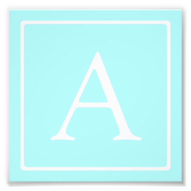 Enkel monogram i himmelblå fototryck (Framsidan)