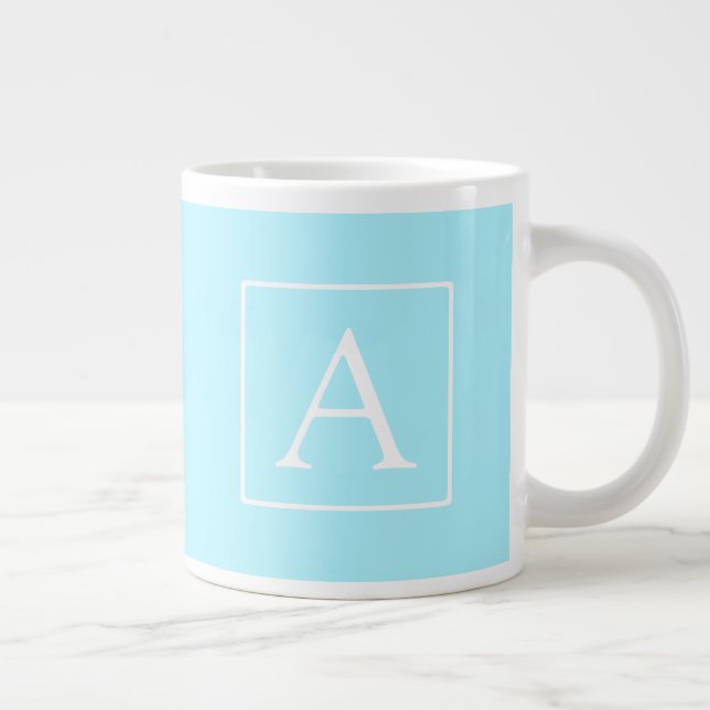 Enkel monogram i himmelblå jumbo mugg (Höger)