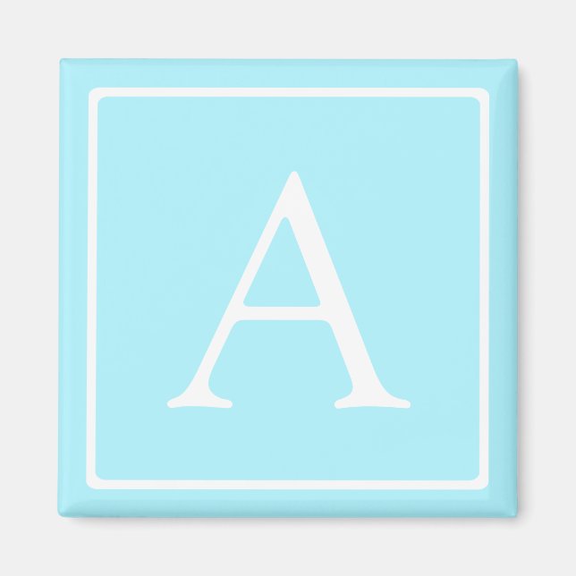 Enkel monogram i himmelblå magnet (Framsidan)