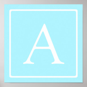 Enkel monogram i himmelblå poster