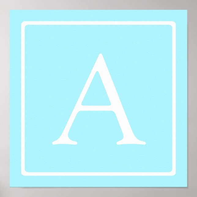 Enkel monogram i himmelblå poster (Framsidan)
