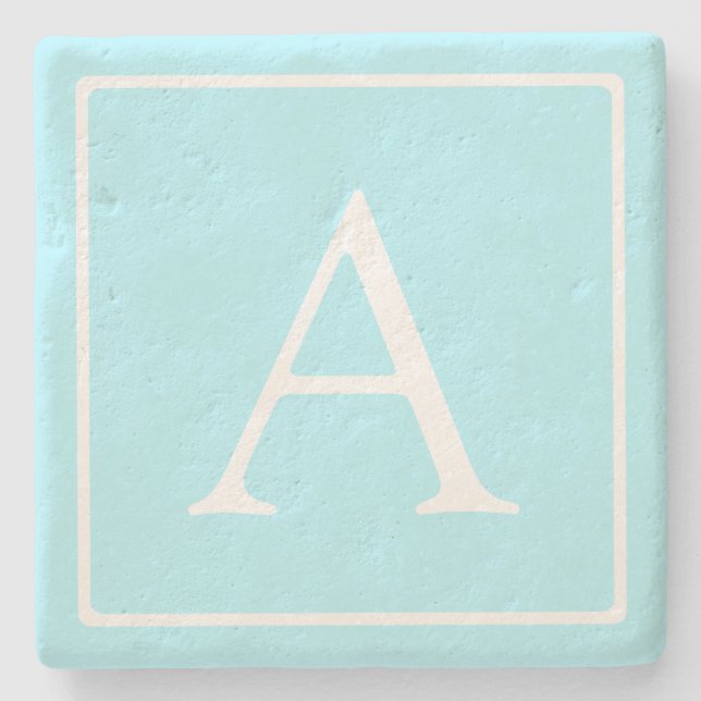 Enkel monogram i himmelblå stenunderlägg (Framsidan)