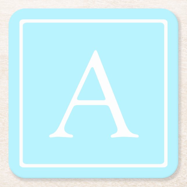 Enkel monogram i himmelblå underlägg papper kvadrat (Framsidan)