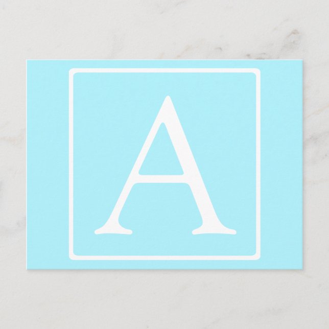 Enkel monogram i himmelblå vykort (Framsida)