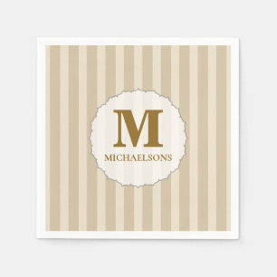 Enkel Monogram Initial Minimalistisk Brun Tan Pappersservett
