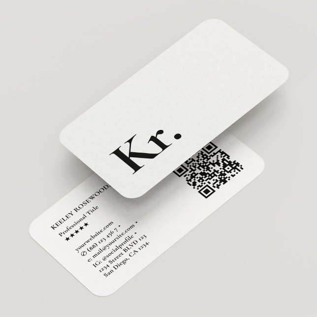 Enkel Monogram Initialer Logotyp White Modern QR Visitkort (Simple Monogram Initials Logo White Modern QR Business Card
)