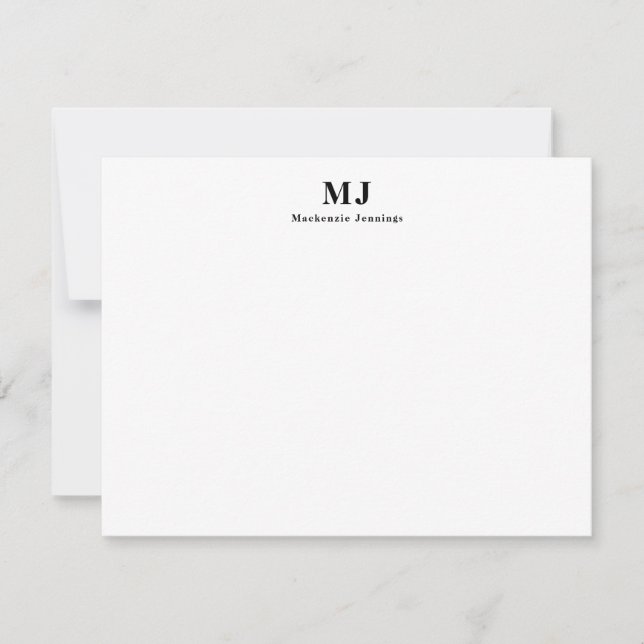 Enkel monogram initialer namn brevkort anteckningskort (Framsida)