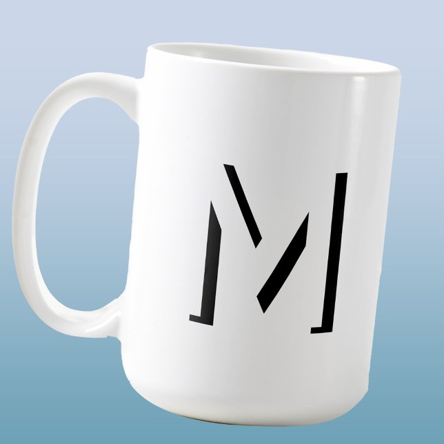 Enkel monogram inledande Personlig för skugga Kaffemugg (Modern monogram initial drop shadow personalized coffee mug)
