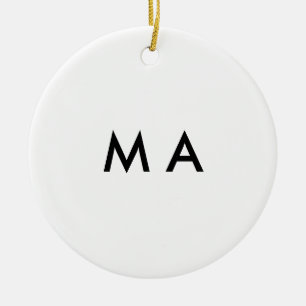 Enkel monogram lägg till din namn bokstav man mini julgransprydnad keramik