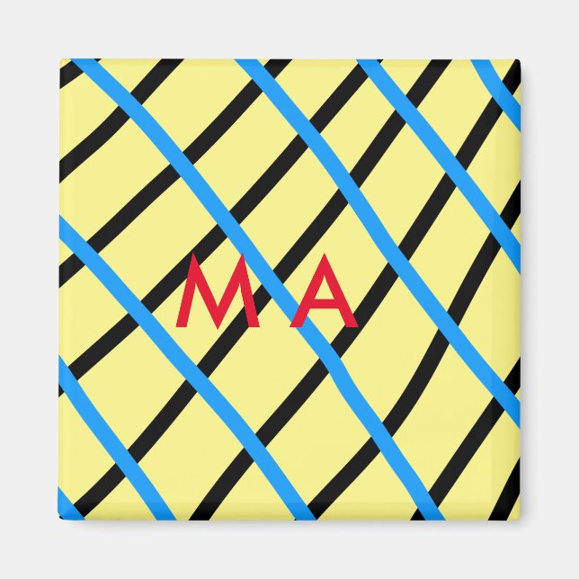 Enkel monogram lägg till din namn bokstav man mini magnet (Framsidan)
