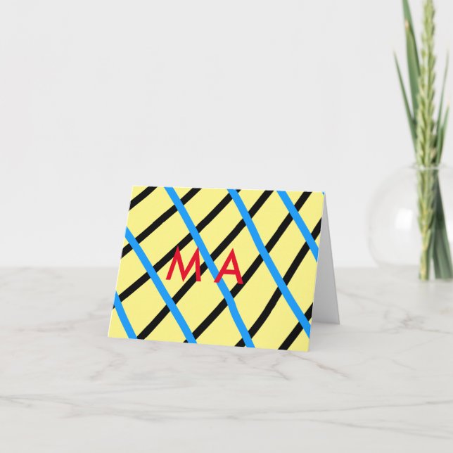 Enkel monogram lägg till din namn bokstav man mini tack kort (Framsida)