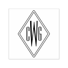 Enkel monogram med 3 initiala bokstäver #5 Diamant Självfärgande Stämpel