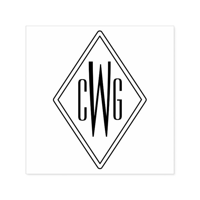 Enkel monogram med 3 initiala bokstäver #5 Diamant Självfärgande Stämpel (Design)