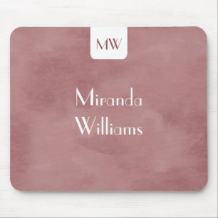 Enkel monogram med Namn Modern Rosy Brown Musmatta