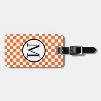 Enkel Monogram med orange schackbräde Bagagebricka