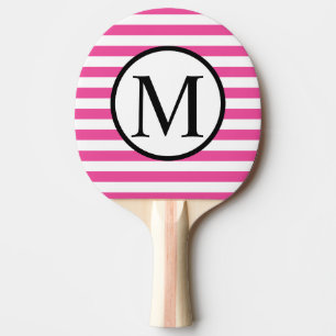 Enkel Monogram med rosa horisontalrandar Pingisracket