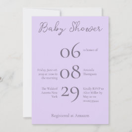 Enkel monogram minimalistisk babystövel för lavend inbjudningar