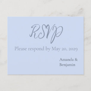Enkel monogram minimalistisk Beau Blue-Bröllop OSA Vykort