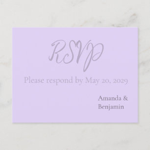 Enkel monogram minimalistisk Lavender-Bröllop OSA Vykort