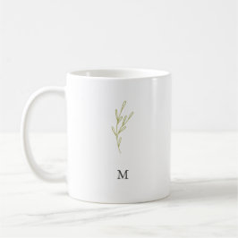 Enkel monogram minimalistisk Oliv grönt Löv Kaffemugg