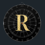 Enkel Monogram Modern Black Guld Darttavla<br><div class="desc">Detta är en enkel, modern monogramdesign för personligen. Den här snyggten är i färd med att trendera svart och guld med snyggt typografi. Det är perfekt för en personlig eller idealisk som en ny snyggt till din spelrumsutrustning. Lägg bara till det första brev genom att skriva in det i textrutan...</div>