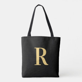 Enkel Monogram Modern Black Guld Tygkasse