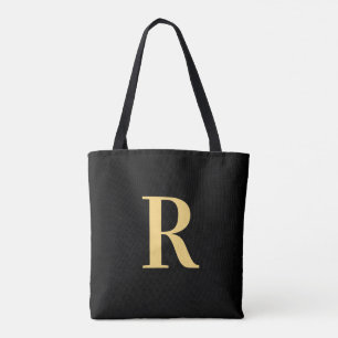 Enkel Monogram Modern Black Guld Tygkasse