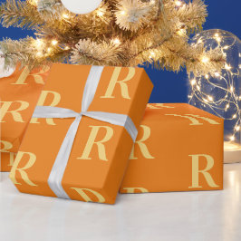 Enkel Monogram Mönster Orange Presentpapper