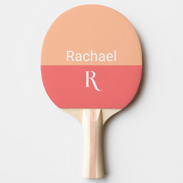 Enkel Monogram Namn Peach Pingisracket (Framsidan)