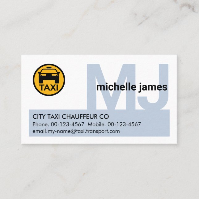 Enkel monogram namn taxi visitkort (Framsida)