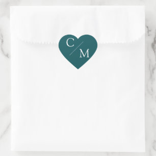 Enkel monogram och elegant hjärtformat klistermärke